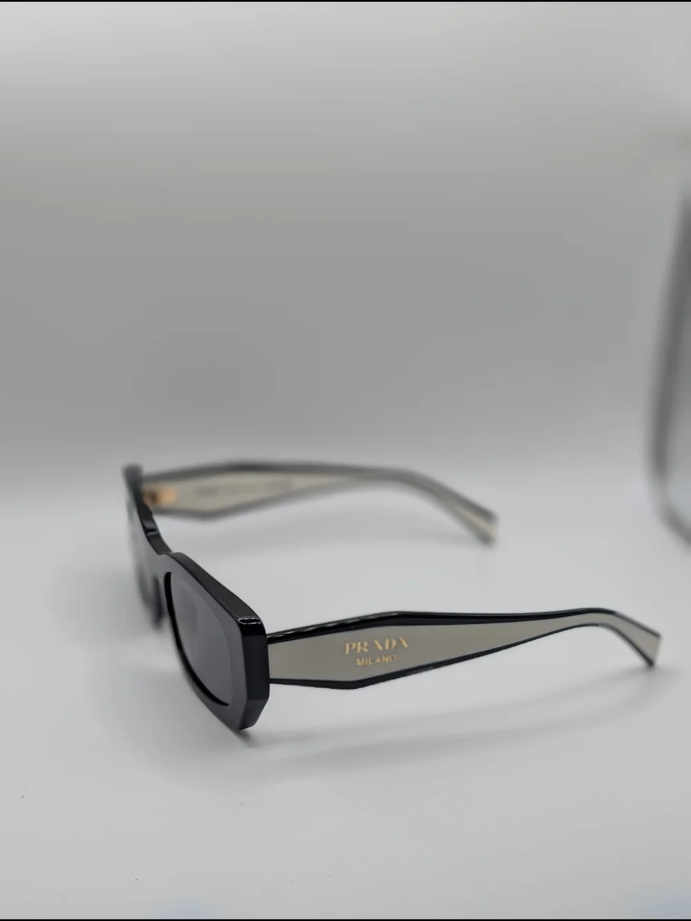 PRADA SPR B05 Black & White Geometric Sunglasses NWB